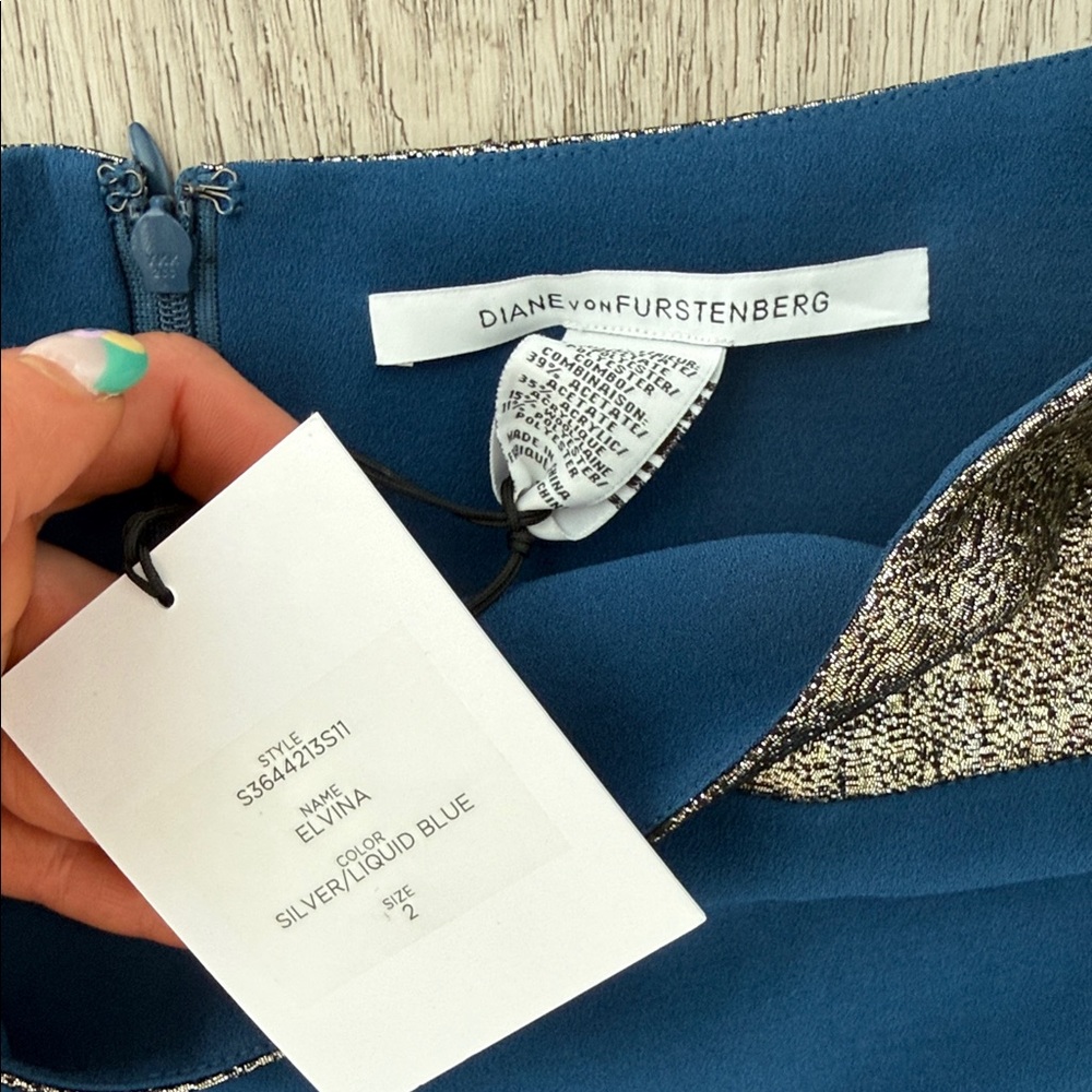 Diane Von Furstenberg blue and silver Pencil Skirt - Picture 2 of 6